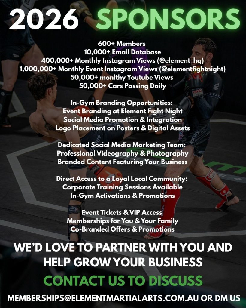 A breakdown of the direct benefits sponsors of Element Martial Arts gym gets you